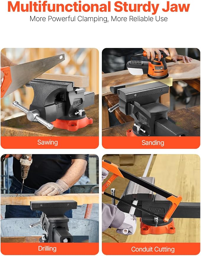 VEVOR Bench Vise 8 Inch Jaw Width Multipurpose with 360-Degree Swivel Base
