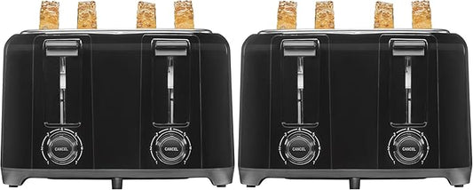 Proctor Silex 4 Slice Toaster with Extra Wide Slots for Bagels, Cool-Touch Walls, Shade Selector With 7 Browning Levels, Toast Boost, Auto Shut-off and Cancel Button, Black (24215PS) (Pack of 2)