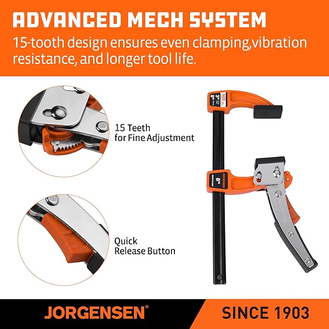 Jorgensen 8-Inch Bar Clamp, Ratcheting Bar Clamp