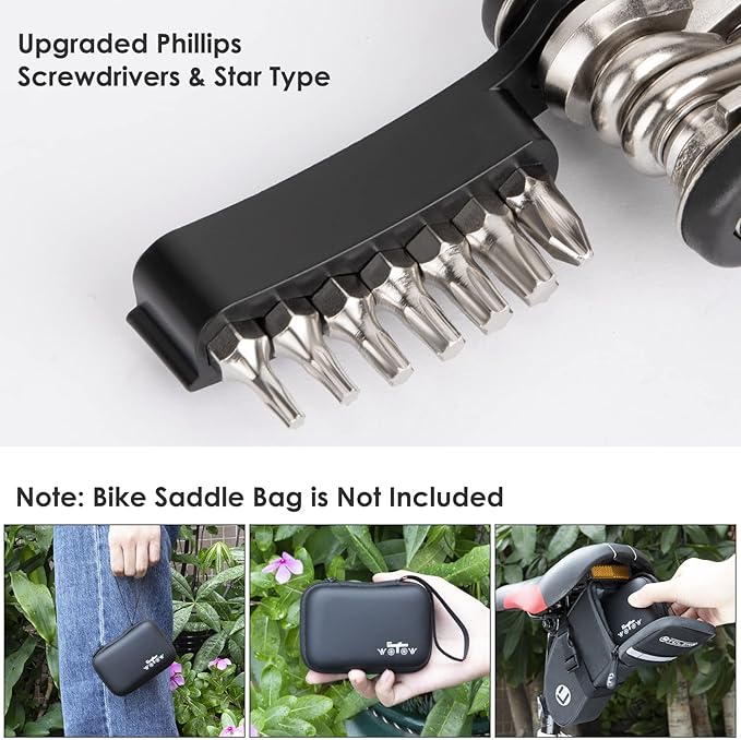 WOTOW Bike Repair Tool Kit - 21 in 1 Bicycle Multitool with Bone Wrench Portable Mountain Bike Tool Kit Riding Emergency Maintenance, Hex Key Wrench & Bike Tube Patch Kit & Tire Lever (21 in 1+Bone)