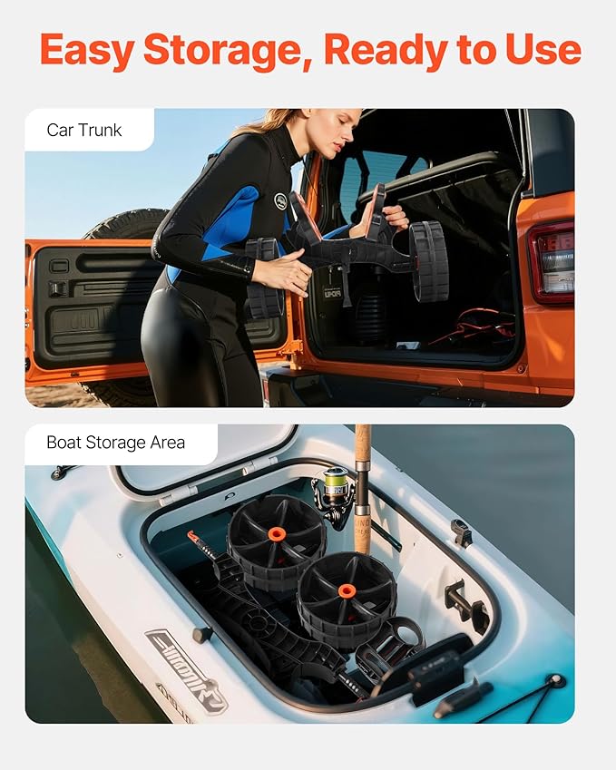 VEVOR 300 lbs Kayak Cart, Foldable Kayak Trolley with 10-inch Solid Rubber Tires & 1 Ratchet Strap, Paddle Board Trolley for Carrying Kayaks, Canoes, Paddleboards, Float Mats, Jon Boats