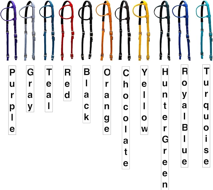 Majestic Ally Nylon Padded Sliding Single Ear Headstall for Horses- Set of 2 - Multiple Colors