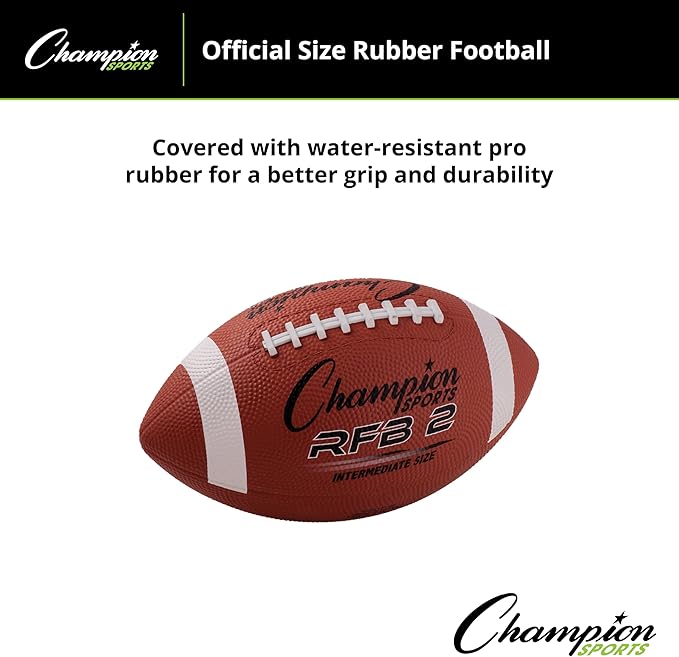 Champion Sportsラバーフットボール – 強化グリップ付き全天候型耐久フットボール – 裏庭での遊びとトレーニング – ピーウィーから公式サイズまで