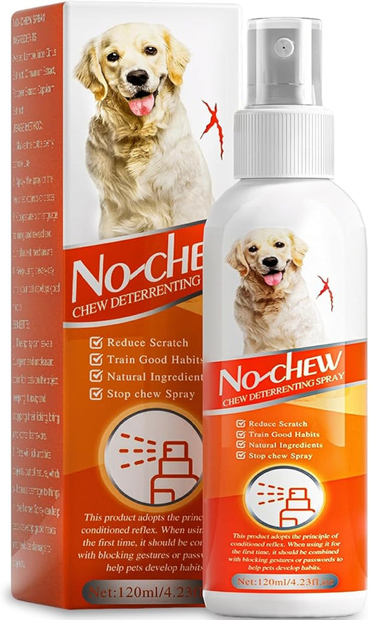No Chew Spray for Dogs, 4.23 Oz Bitter Apple Spray for Dogs to Stop Chewing, Pet Deterrent Spray, Dog Anti Chew Spray for Furniture Protect, Prevent Dog Chewing Licking, No Bite & Marking