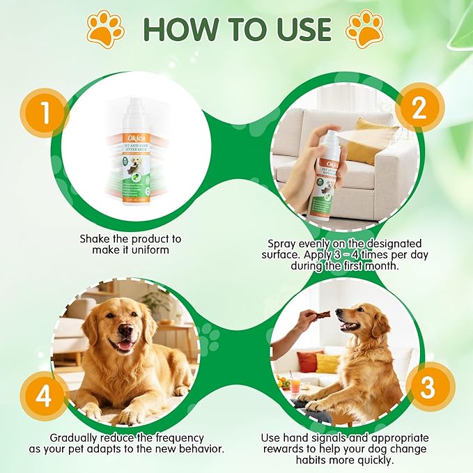 2 Bottles Bitter Apple Spray for Dogs - No Chew Spray for Dogs to Stop Barking Marking and Nibbling - Natural Ingredients Dog Repellent Spray for Furniture and Your Belongings