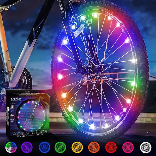 Activ Life LED Bike Wheel Lights with Batteries Included! Get 100% Brighter and Visible from All Angles for Ultimate Safety & Style (1 Tire Pack)