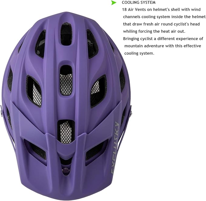 Exclusky Bike Helmet Mountain Bike Helmet for Adults Lightweight MTB Cycling Helmet for Men Women Adjustable Bicycle Helmet with Visor