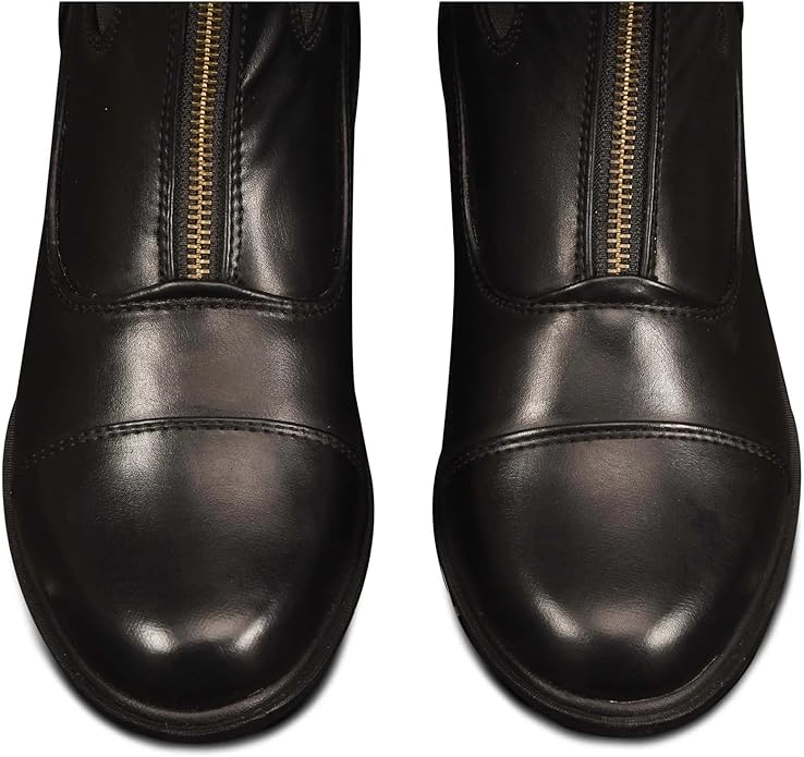 Ovation Women's Lightweight Stylish Equestrian Horse Riding Ankle Length Synthetic Vega Leather Quantum Zip Paddock Boots