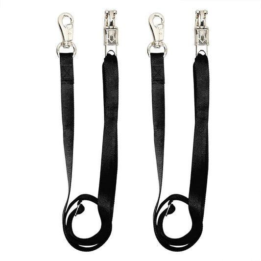2PCS Cross Ties,Adjustable Nylon Cross Ties for Horse Horse Trailer Tie with Panic Snap and Bull Snap, Adjustable Length from 44.5-78.5 Inch,Black