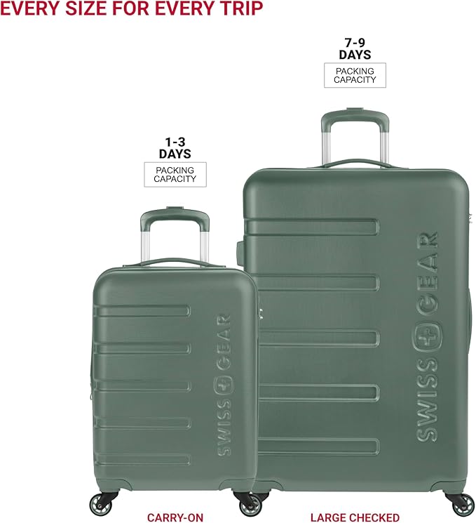 SwissGear 7366 シグネチャー ハードサイド 拡張可能ラゲッジ スピナーホイール、TSAロック、カップホルダー付き、オリーブ、2点セット (19/27)