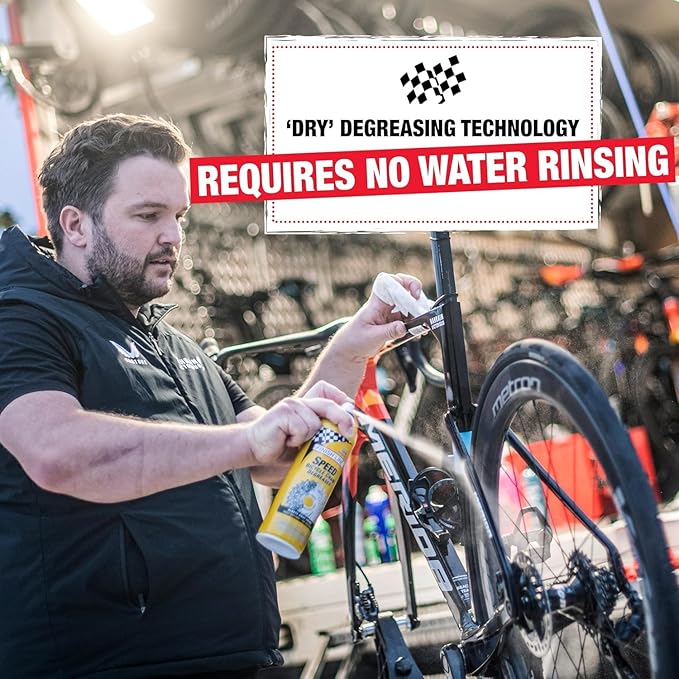 Finish Line Speed Bike Degreaser – Powerful Dry Formula for Bicycle Chains, Gears, and Disc Brakes, Turbo Spray Cleans Fast, Evaporates with No Residue, 18 oz