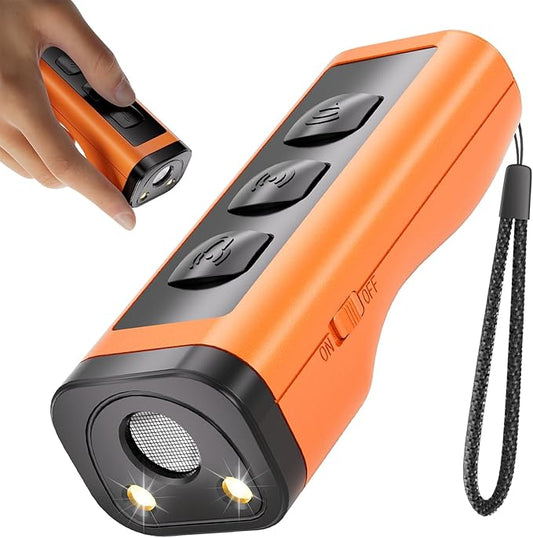 Dog Bark Deterrent Devices Rechargeable Anti-Barking Device for Dogs 50ft Long Range Ultrasonic Correct Your Dog's Bad Behavior at the Push of aButton Better Than Shock Collars or Dog Training Collars