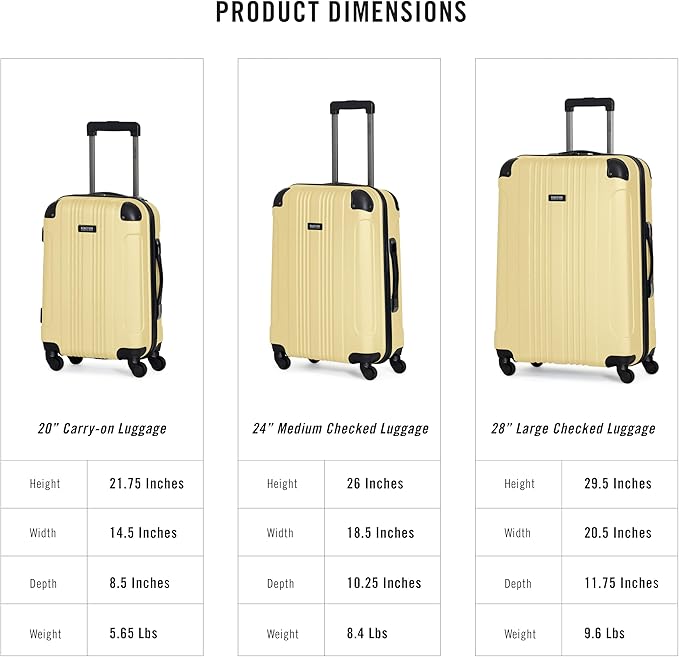 Kenneth Cole REACTION アウトオブバウンズ 軽量ハードシェル 4輪スピナーラゲージ、ペールバナナ、28インチ 機内持ち込み