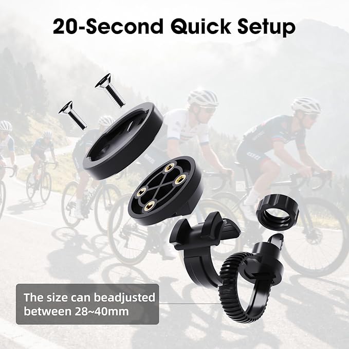 Out-Front Bike Mount Compatible with Garmin Edge, iGPSPORT, XOSS, CooSpo Magene, CYCPLUS GPS Cycling Computer&Lights Adjusted Between 28~40mm Suitable for Round Tube&Flat Handlebars (S6)