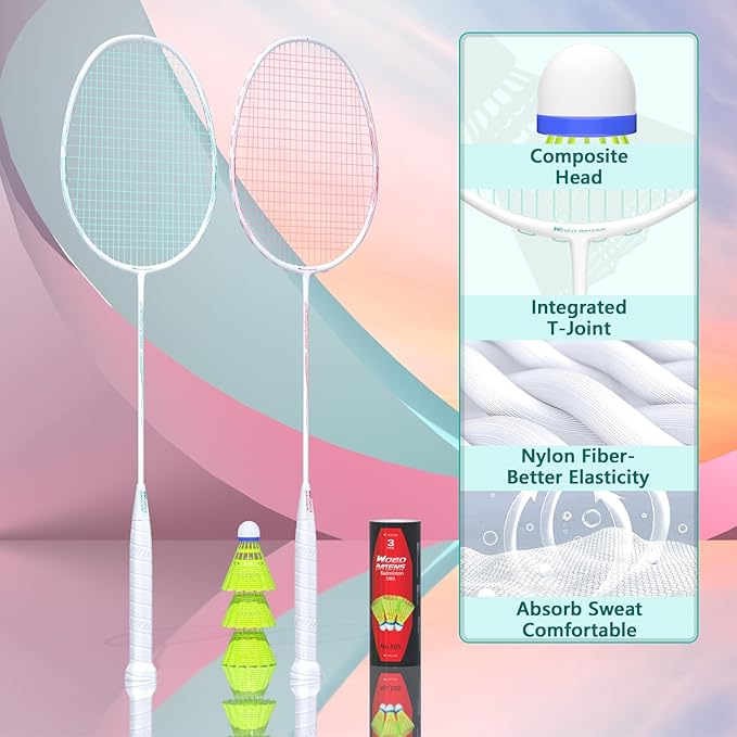 Professional Carbon Fiber Badminton Rackets Badminton Racquet for Backyards Gym