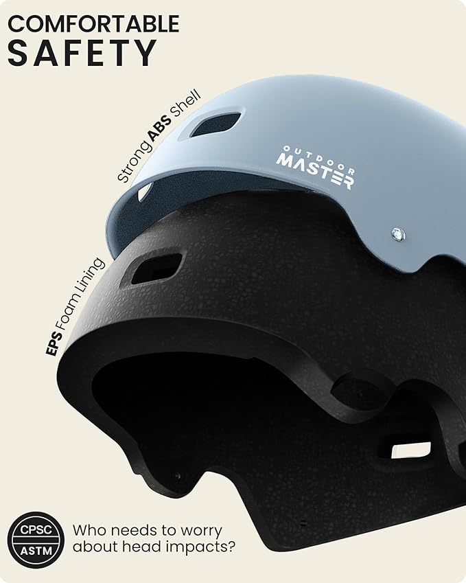 OutdoorMaster スケートボード サイクリング ヘルメット - 取り外し可能なインナー2枚 通気性 多用途 スポーツ スクーター ローラースケート インラインスケート ローラーブレード 子供 ユース 大人用
