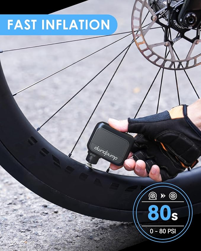 dwndpump Mini Bike Pump, Electric Bike Tire Pump Max 100 PSI, Portable Bike Air Pump with Presta and Schrader Valve, for Road Bikes (No Pressure Gauge)