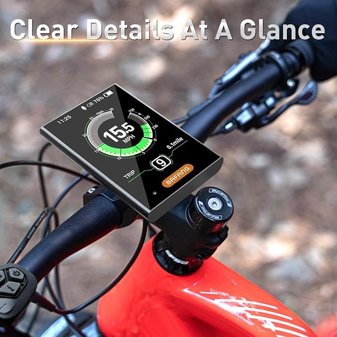 BAFANG Display DPC18/C010 for BBS01B BBS02B BBSHD M400, M500 Mid Motor Pedal Assist eBike Computer Display with Automatic Backlight UART/CAN Protocol