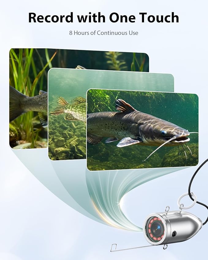 Eyoyo 水中釣りカメラ ポータブルビデオ魚群探知機 9インチ液晶モニター 1000TVL 防水カメラ 水中DVRビデオフィッシュカム 30mケーブル 12個のIR赤外線ライト アイスフィッシング、ボートフィッシング、湖での釣りに対応