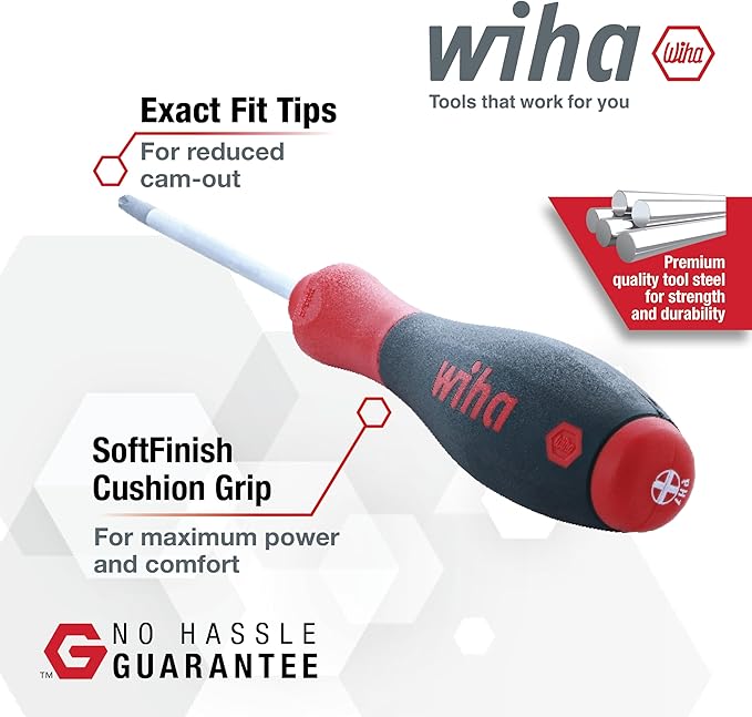Wiha 30297 12-Piece Slotted and Phillips Screwdriver Set with Soft Finish Handles