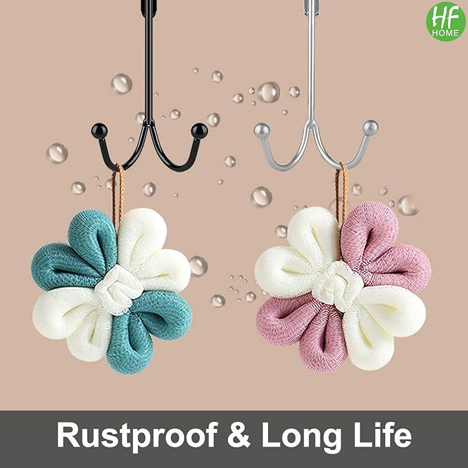 HFHOME 4Packs Over The Door Double Hanger Hooks, Metal Twin Hooks Organizer for Hanging Coats, Hats, Robes, Towels- Black