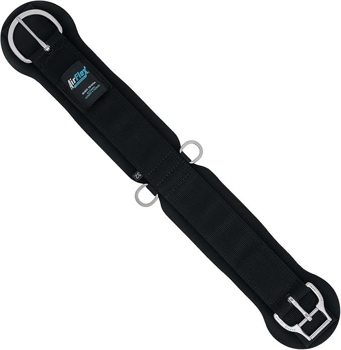 Weaver Equine AirFlex ‎Straight Horse Cinch, Anti-Slip Acrylic Saddle Cinch Girth with Flat Buckle, Western Horse Riding Supplies, Black