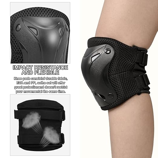 AIDY-PRO Roller Skate Pads Adult Knee And Elbow Pads For Roller Skating, Wrist Guards Skateboarding Protective Gear Adult Knee Pads For Men Women Skating Pads