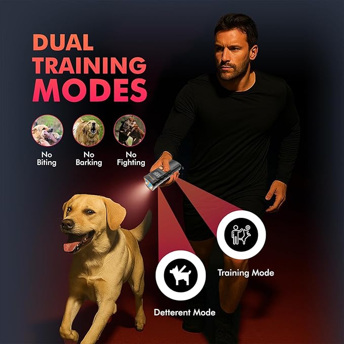 DEVOGUE® Dog Bark Deterrent Devices with 4 Different Modes for Training – Rechargeable Anti Barking Device for Dogs – 12 to 15 Meter Long Range Ultrasonic Dog Bark Deterrent (ThreeHead)