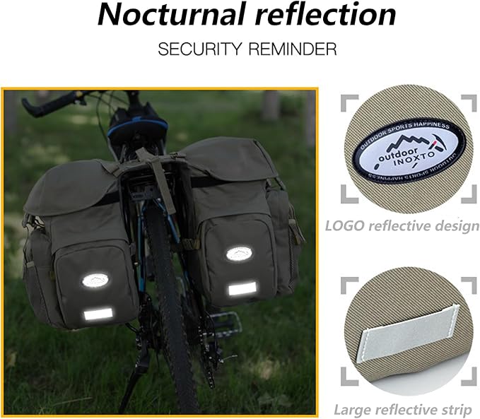 50L Panniers Bike Bags, Waterproof Bike Panniers Made of High-Density 600D Polyester for Durable Use, Bike Saddle Bag come with Reflective Trim and Rain Cover, Easy Organize in 7 inch Rack
