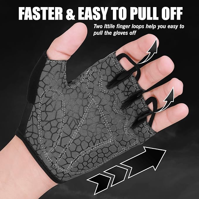 WESTWOOD FOX Cycling Gloves Half Finger Unisex Padded Grips Palm Bicycle Summer MTB Bike Gloves for Men Women Non-Slip Fingerless Short Mountain Bike Sports Hiking Climbing Gym