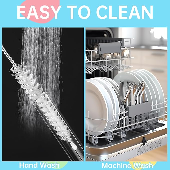 NiHome 6PCS Reusable 8" Anti-Wrinkle Flat Tip Borosilicate Glass Straws for 14oz & 20oz Stanley Cups, Straight & Bent Set, Reduces Lip Lines, Eco-Friendly, Dishwasher Safe, Non-Toxic Drinking Straws