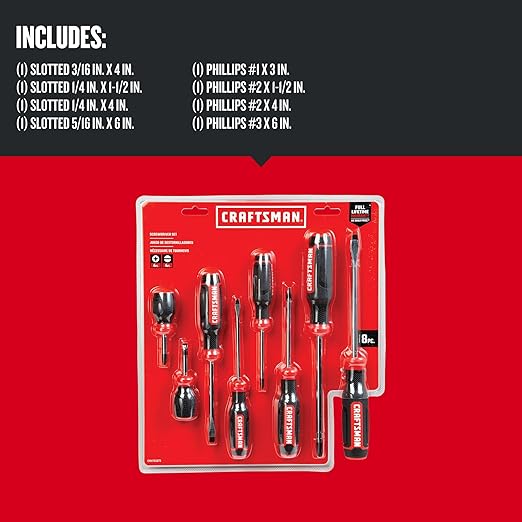 CRAFTSMAN Screwdriver Set,Bi-Material,8 Piece Set (CMHT65075N),(Pack of 4)
