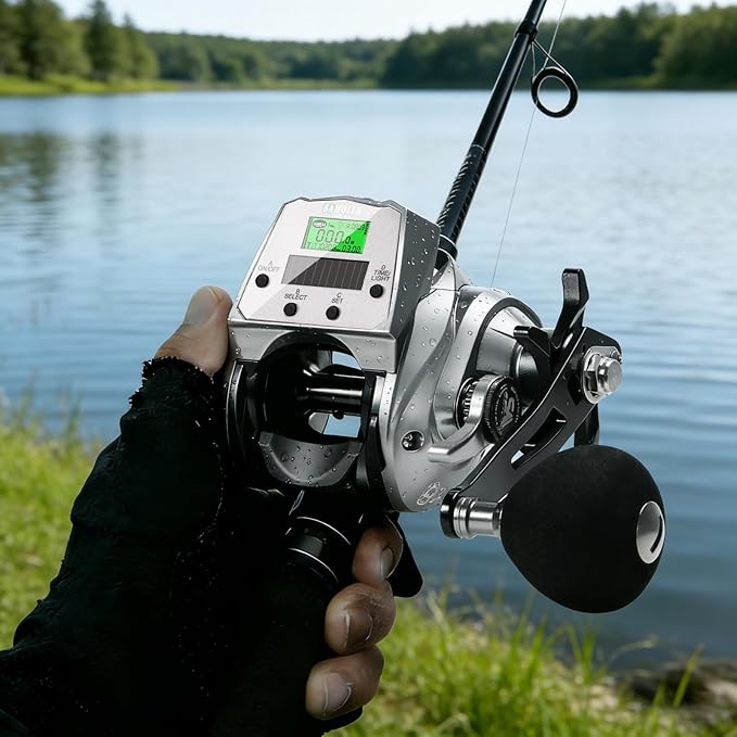 Digital Baitcasting Fishing Reel with LCD Display,8 oz Ultralight Electric Baitcaster Reel, 22-35 Lb Max Drag,6.3:1/7.2:1 Gear Ratio,Left/Right Handed,Compact Design for Freshwater & Saltwater