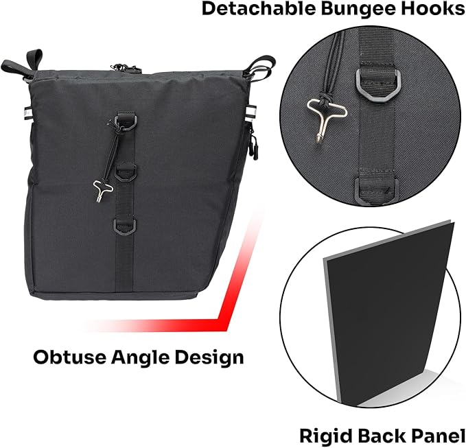 ANCHOM Bike Panniers, 34L Upgraded Water Resistant Saddle Bags for Bicycle Rear Racks, Bike Accessories for Mountain, Road & Electric Bikes, Bike Bag for Commuting, Black