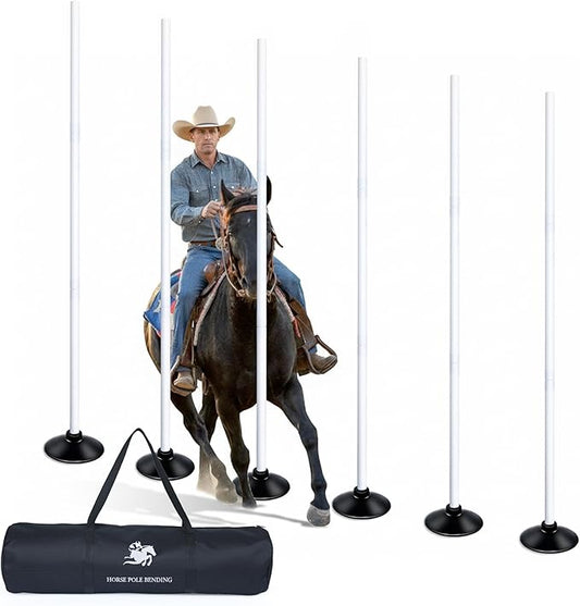 6 Pcs 6FT Pole Bending Poles for Horses, Adjustable Equestrian Sports Training Equipment for Horses, Agility Poles for Horses, Soccer, Football, Dog