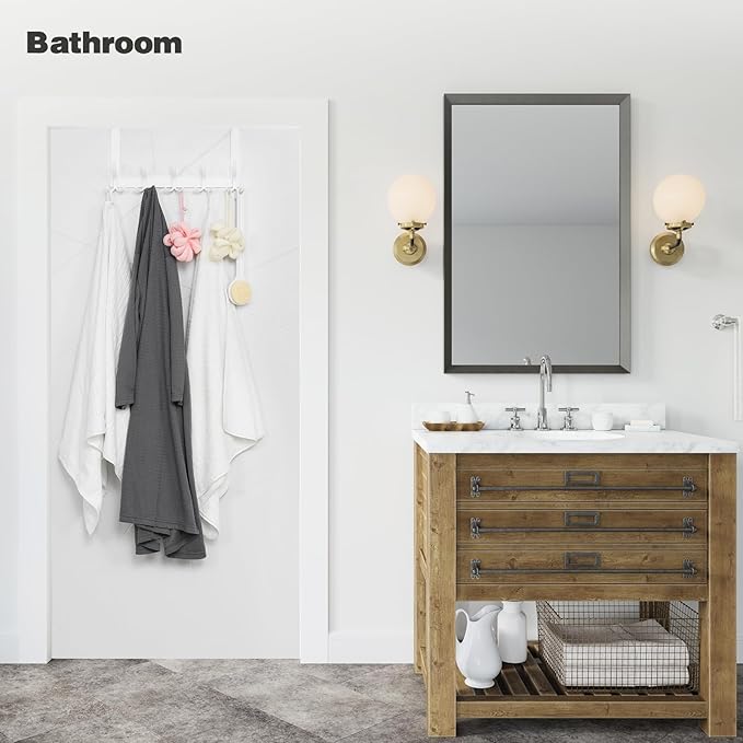 Door Hanger Hook, Over The Door Hooks for Hanging, Over The Door Towel Racks for Bathroom (1Pack, White, Fit 1-3/4" Doors)