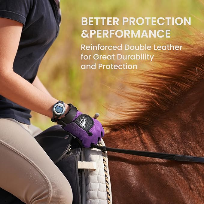 FINGER TEN Horse Riding Gloves Equestrian Women Kids for Girls Boys Mesh Breathable Lightweight Color Pack, Comfortable Grip for Summer