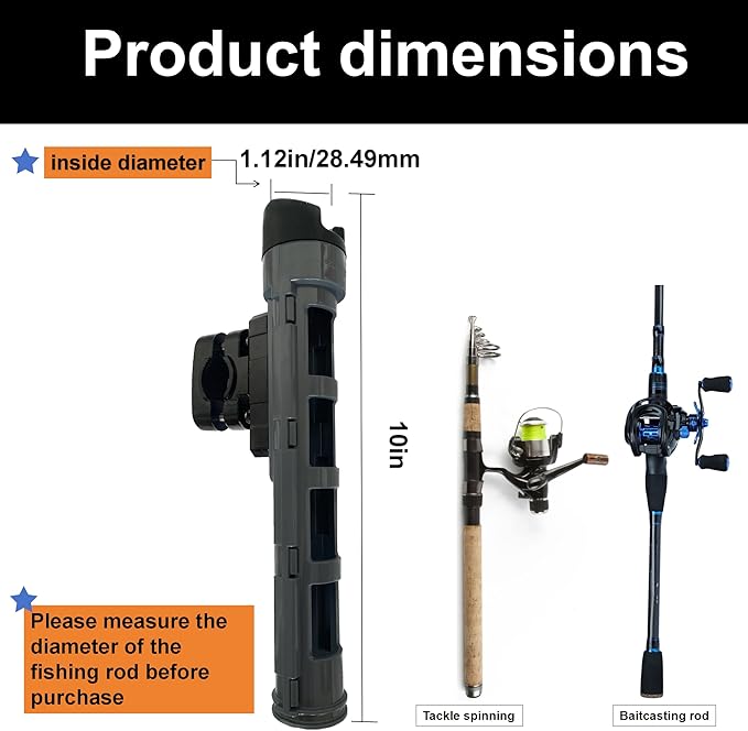 Bike Fishing Rod Holder, Fishing Rod Holder for Bike , E-Bike Fishing Rod Holder, Easy to Install for Bicycles, E-Bikes, Motorcycles, Boats and ATVS, Gray