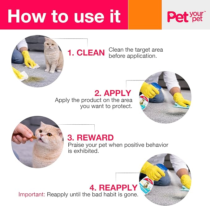 Cat Potty Training Spray No Pee No Poop, 16 Fl Oz, Non Toxic Spray for Cats Only, Natural Pee Deterrent, Stops Urine Marking and Pooping, Indoor Outdoor Keep Off