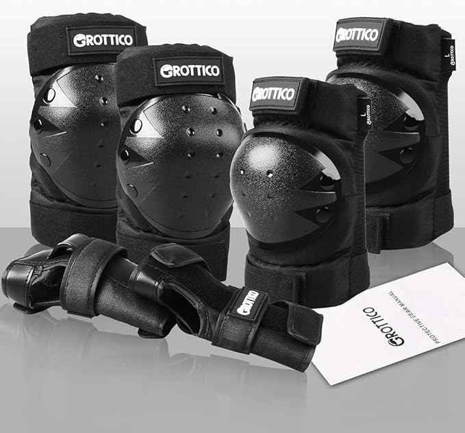 Adult-Youth-Kids Knee-Elbow-Pads Wrist-Guards - Skateboard Roller Inline Ice Skate BMX Bike Scooter Protective Gear Set