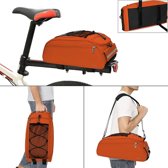 MOSISO Bike Rack Bag, Waterproof Bicycle Trunk Pannier Rear Seat Pouch Cycling Bike Carrier Backseat Storage Luggage Saddle Shoulder Bag