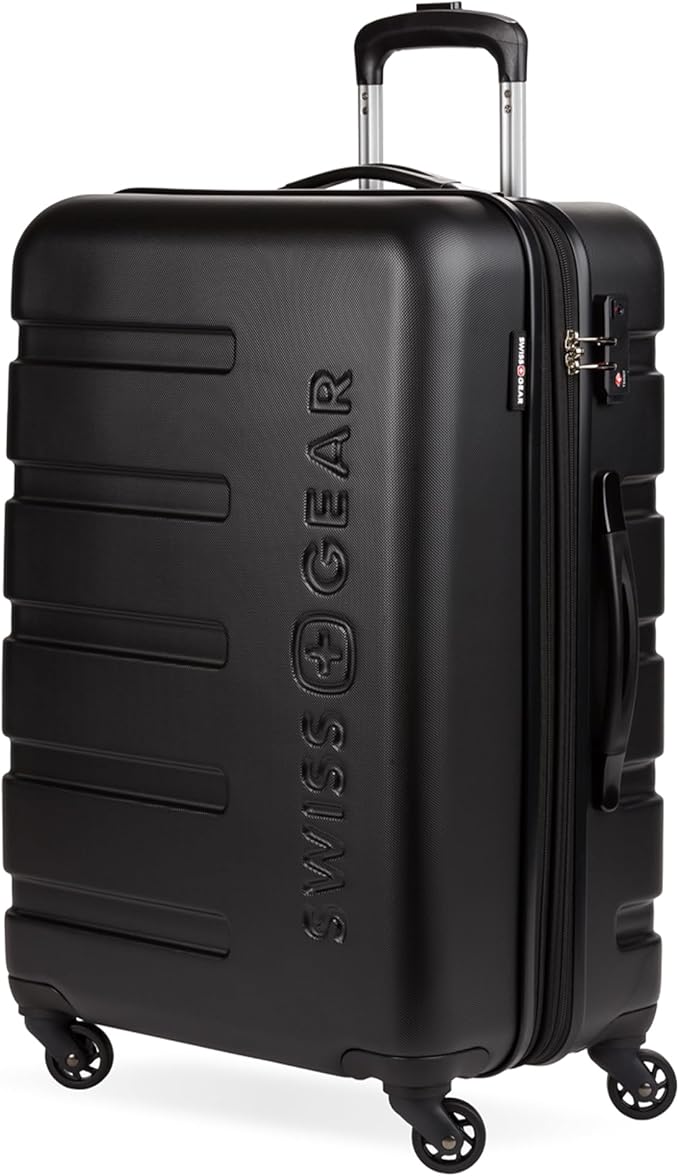 SwissGear 7366 シグネチャー ハードサイド 拡張可能ラゲッジ スピナーホイール、TSAロック付き、ブラック、預け入れ手荷物 Mサイズ 23インチ