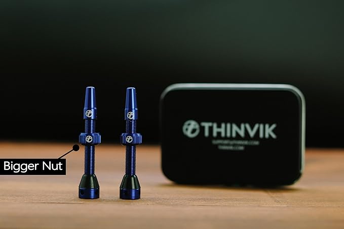 Thinvik Presta Tubeless Valve Stem 44/48/65/70/85mm,Super Light Alloy Presta Tubeless Valve Stem Kit for Tubeless Tires-2 Tubeless Valve Stem (with Aluminum Alloy Valve Cap) + Valve Core Removal Tool