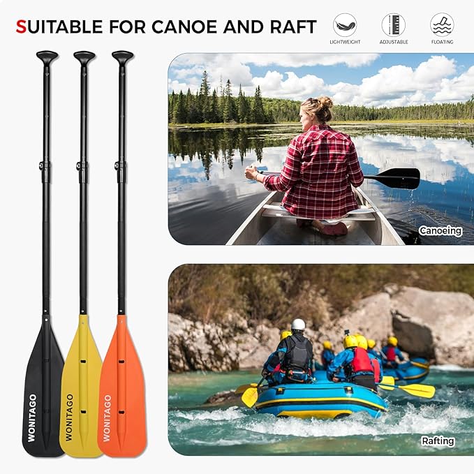 Canoe Paddle with Aluminum Shaft and PP Blade, Adjustable Paddle for Canoeing, Boating and Rafting, 4-5 Ft (122-152 cm)