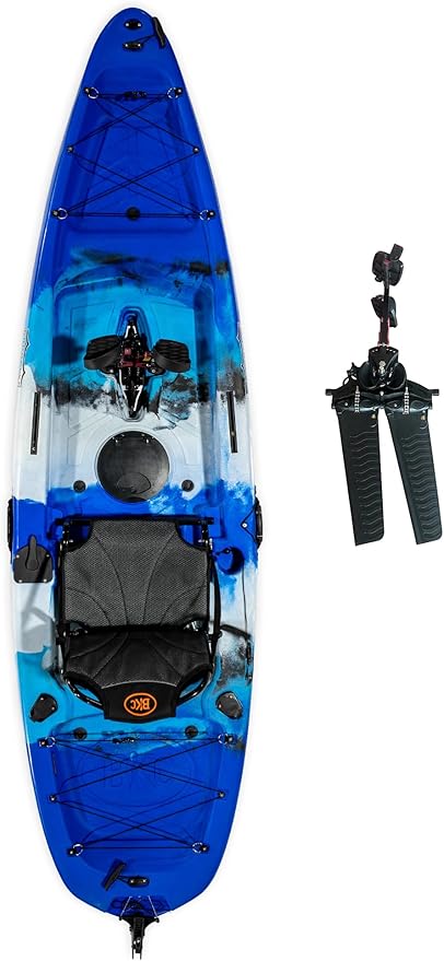 Upgraded Brooklyn 10.0 Pedal Sit-On-Top Kayak by BKC, Lightweight Fishing Kayak with Flipper Pedal Drive, Rudder Steering, 350 lb Capacity, Stable 10 ft Hull, Adjustable Seat, Storage & Rod Holders