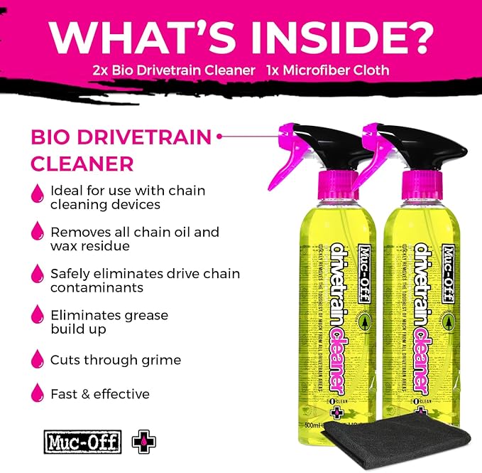 Muc-Off Bio Drivetrain Cleaner | Effective Biodegradable Bicycle Chain Cleaner and Degreaser Spray | Suitable for All Types of Bike