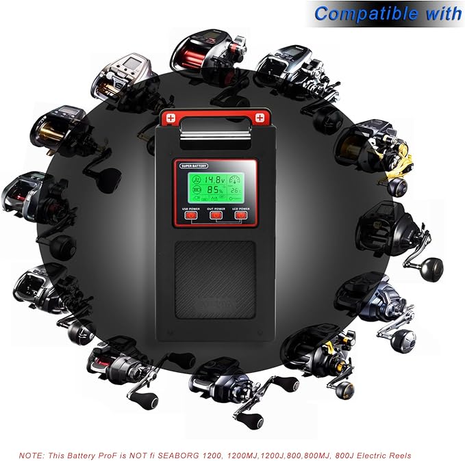 14.8V20000mAh Fishing Reel Rechargeable Lithium Battery for Offshore Fishing Boats and Electric Reels. for Daiwa Tanacom Seaborg Leobritz Shimano Electric Reel Battery (Black)
