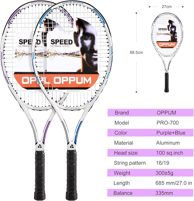 PRO-500 Adult Tennis Rackets, 2-Pack Pre-Strung Racquets for Beginners & Intermediate with Carry Bag & 2 Balls, 105 Sq Inch Oversized Head for Women & Men, Arm Friendly Vibration Control