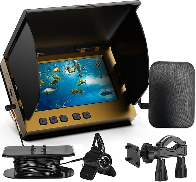 4.3inch Underwater Fishing Camera,65ft Cable 220° Ultra Wide Angle 21pcs IR Lights with Night Vision,Portable Storage Bag,5000mAh Fish Finder for Ice Fishing,Lake,Boat,Kayak