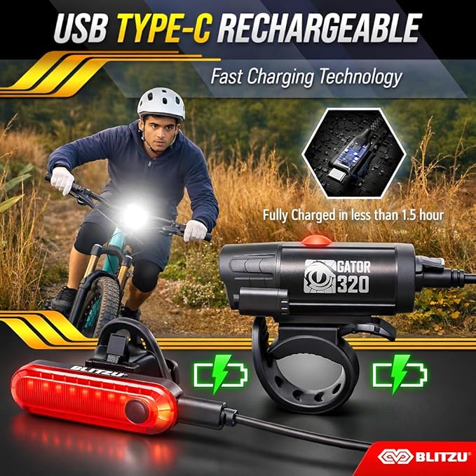 Bike Lights for Night Riding with Bell, Super Bright Bicycle Reflectors, USB Rechargeable Bike Lights Front and Back, Water-Resistant, 4+5 Modes Headlight Taillight Set for Safety, Men, Women & Kids